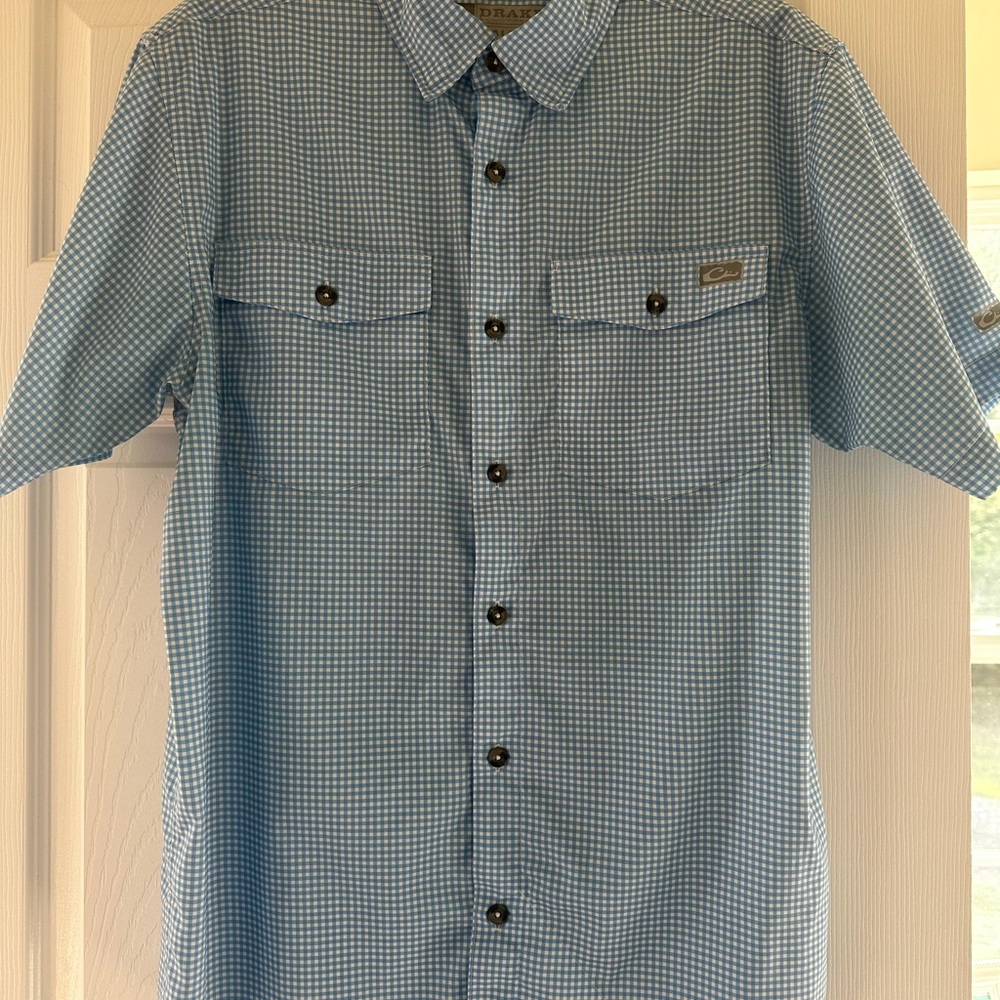 Drake Light Blue Checkered Casual Shirt